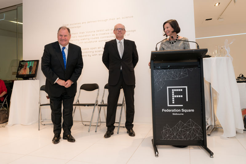 The Right Honourable Lord Mayor of Melbourne Robert Doyle, Eddie Kutner and Cathy Walter AM